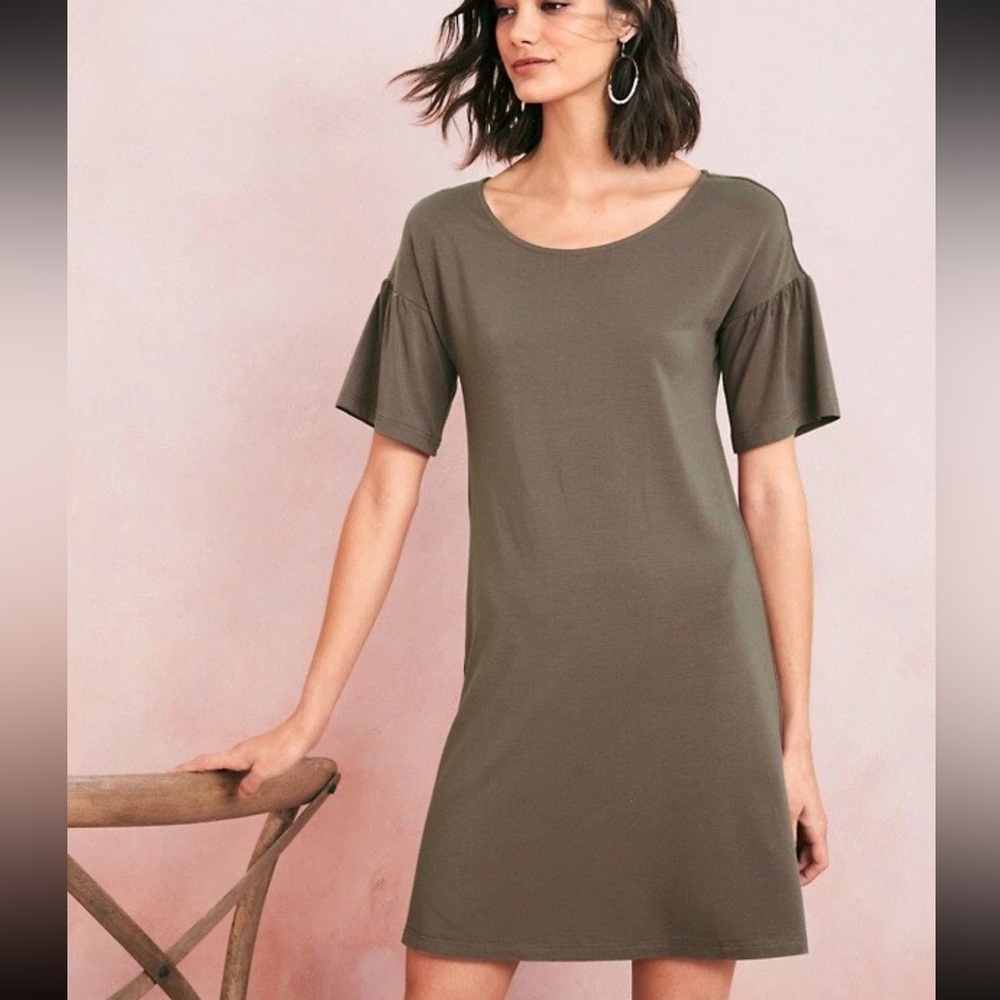 Garnet Hill Scoop Neck Knit Dress - Taupe